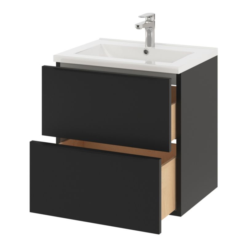 Szafka pod umywalkę GoodHome Imandra wisząca 60 cm czarny mat