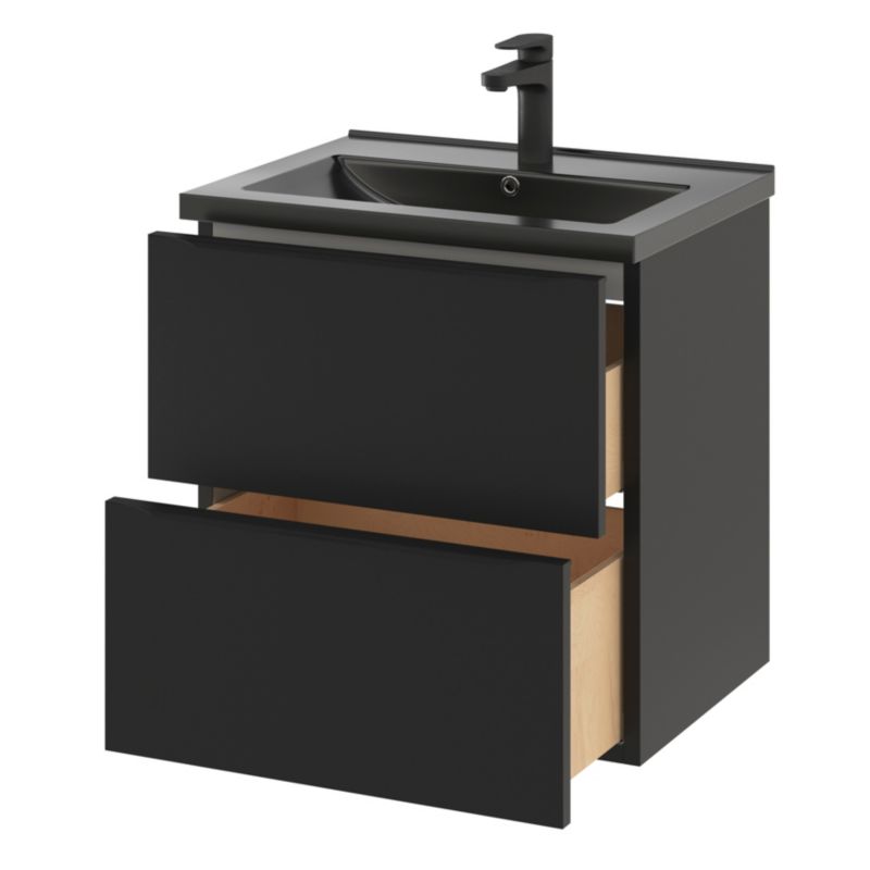 Szafka pod umywalkę GoodHome Imandra wisząca 60 cm czarny mat