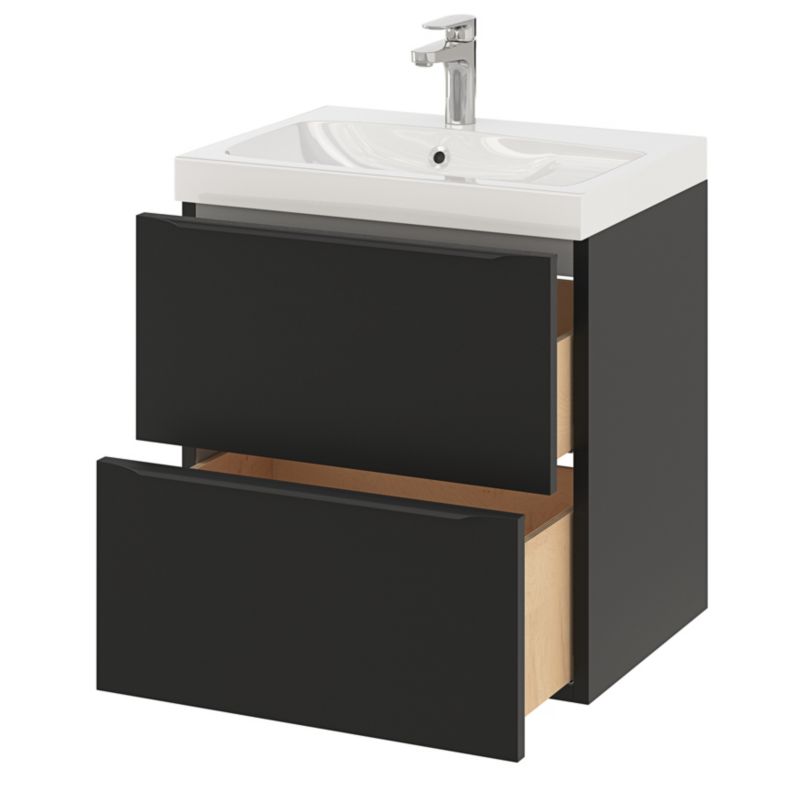Szafka pod umywalkę GoodHome Imandra wisząca 60 cm czarny mat