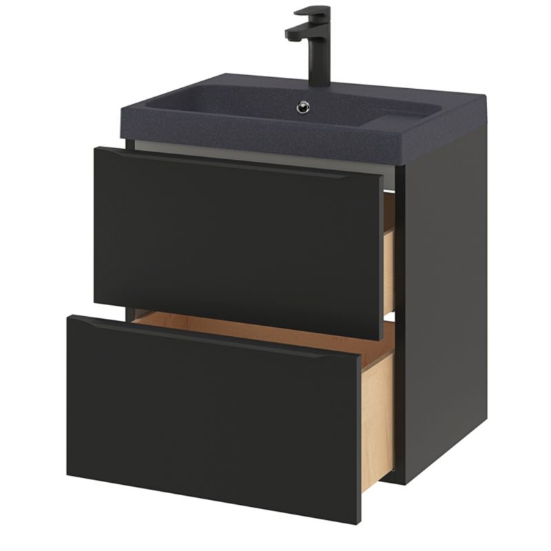 Szafka pod umywalkę GoodHome Imandra wisząca 60 cm czarny mat