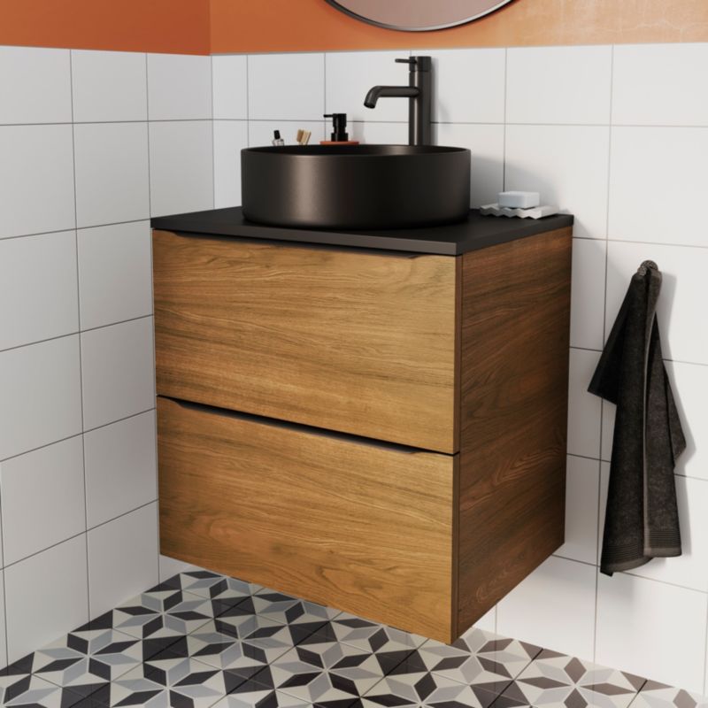 Szafka pod umywalkę Goodhome Imandra wisząca 60 cm orzech