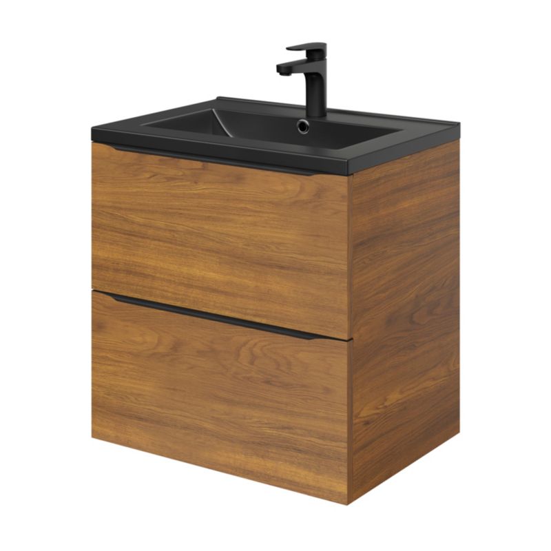Szafka pod umywalkę Goodhome Imandra wisząca 60 cm orzech