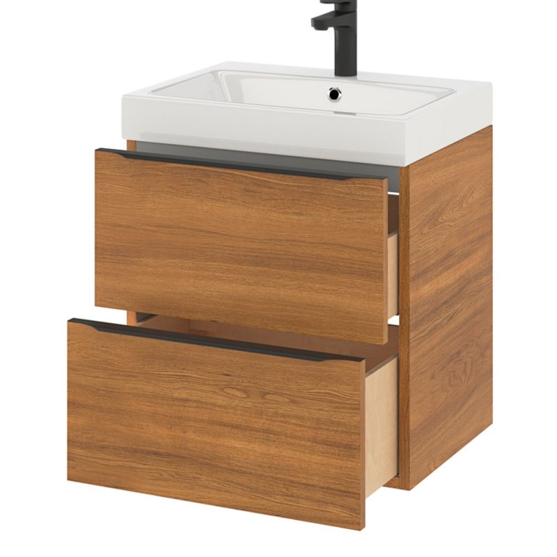 Szafka pod umywalkę Goodhome Imandra wisząca 60 cm orzech