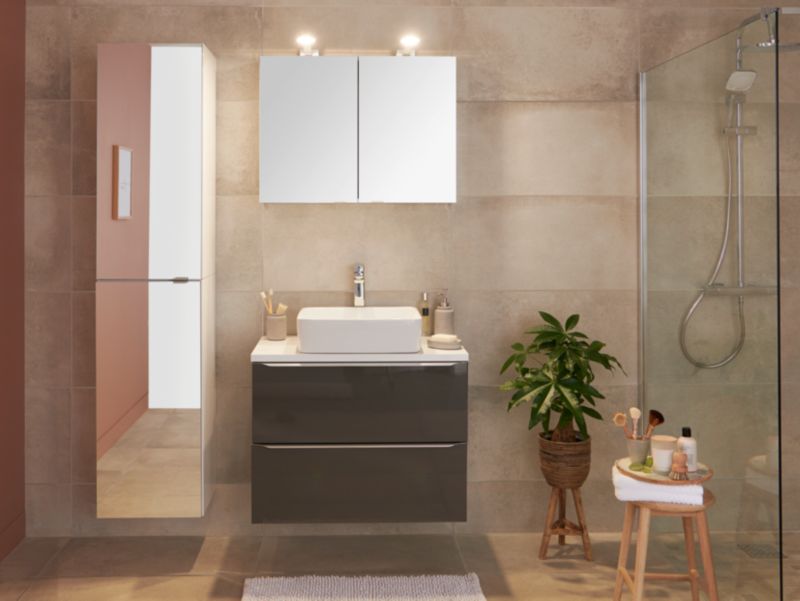 Szafka pod umywalkę GoodHome Imandra wisząca 80 cm antracyt