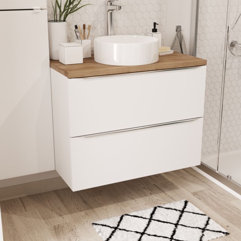Szafka pod umywalkę GoodHome Imandra wisząca 80 cm biała