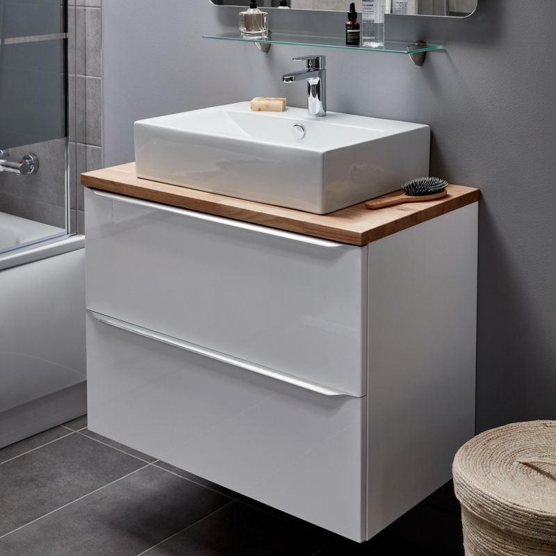 Szafka pod umywalkę GoodHome Imandra wisząca 80 cm biała