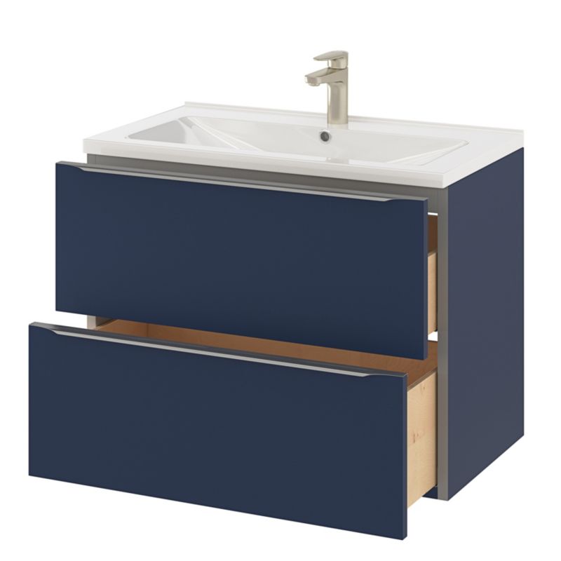 Szafka pod umywalkę GoodHome Imandra wisząca 80 cm granatowy mat
