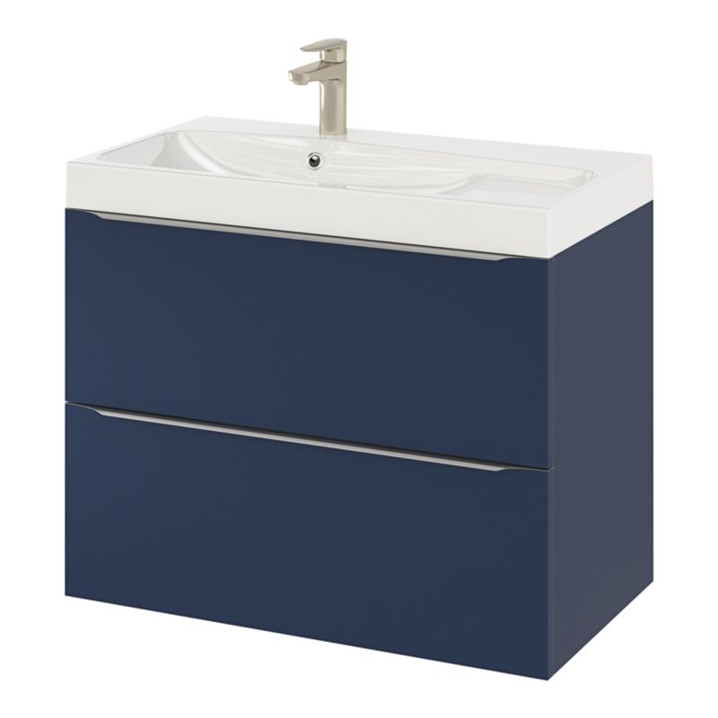 Szafka pod umywalkę GoodHome Imandra wisząca 80 cm granatowy mat