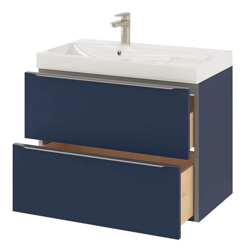 Szafka pod umywalkę GoodHome Imandra wisząca 80 cm granatowy mat
