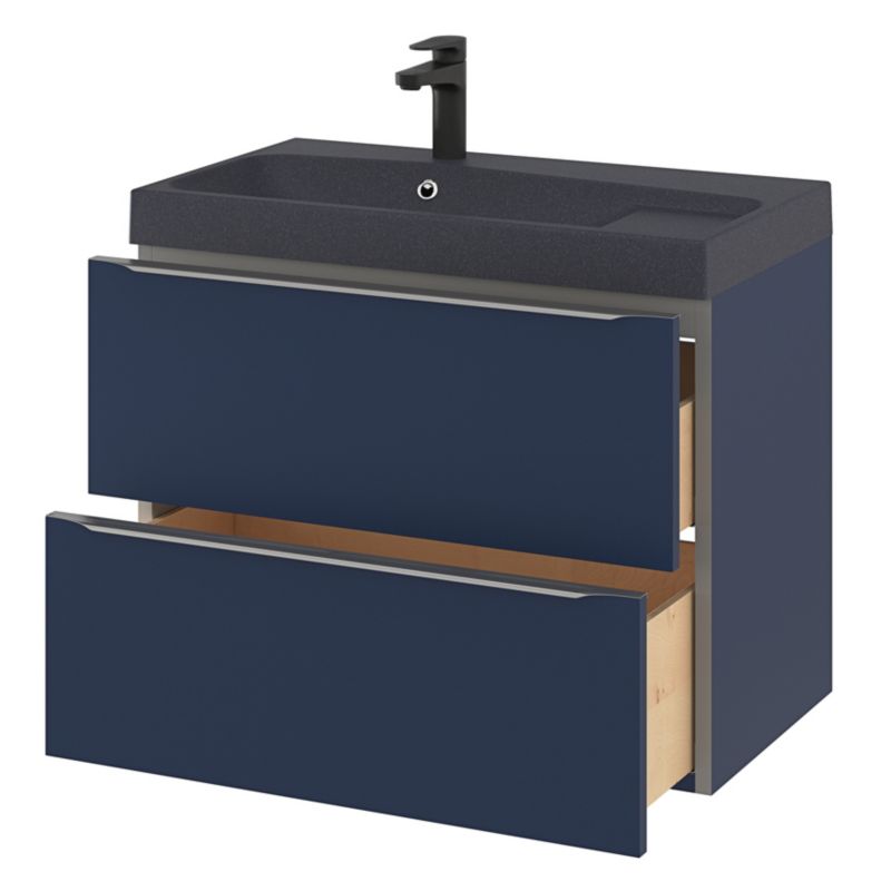 Szafka pod umywalkę GoodHome Imandra wisząca 80 cm granatowy mat