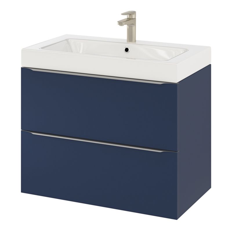 Szafka pod umywalkę GoodHome Imandra wisząca 80 cm granatowy mat