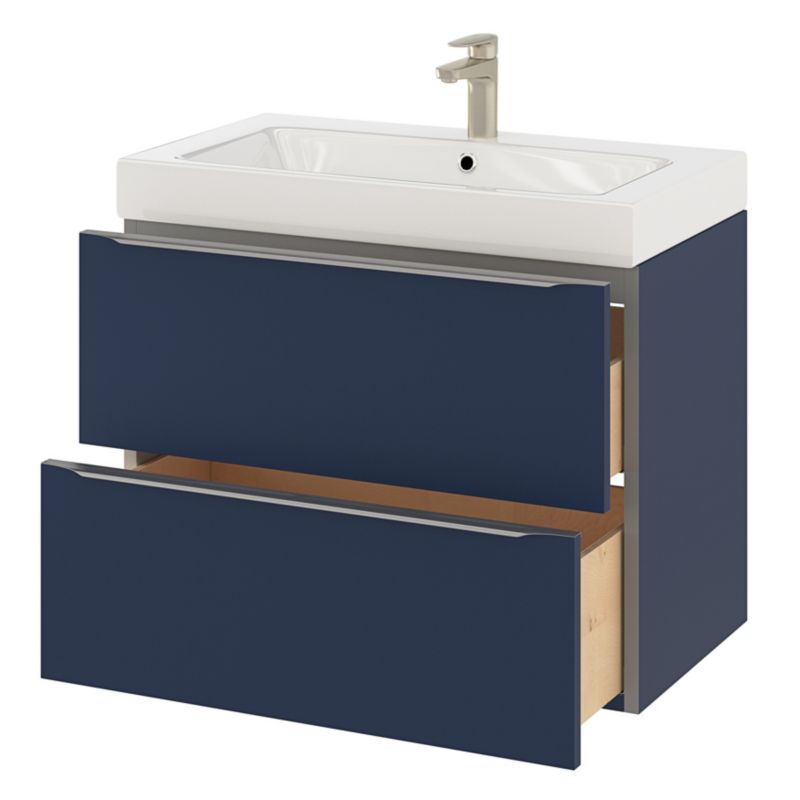 Szafka pod umywalkę GoodHome Imandra wisząca 80 cm granatowy mat