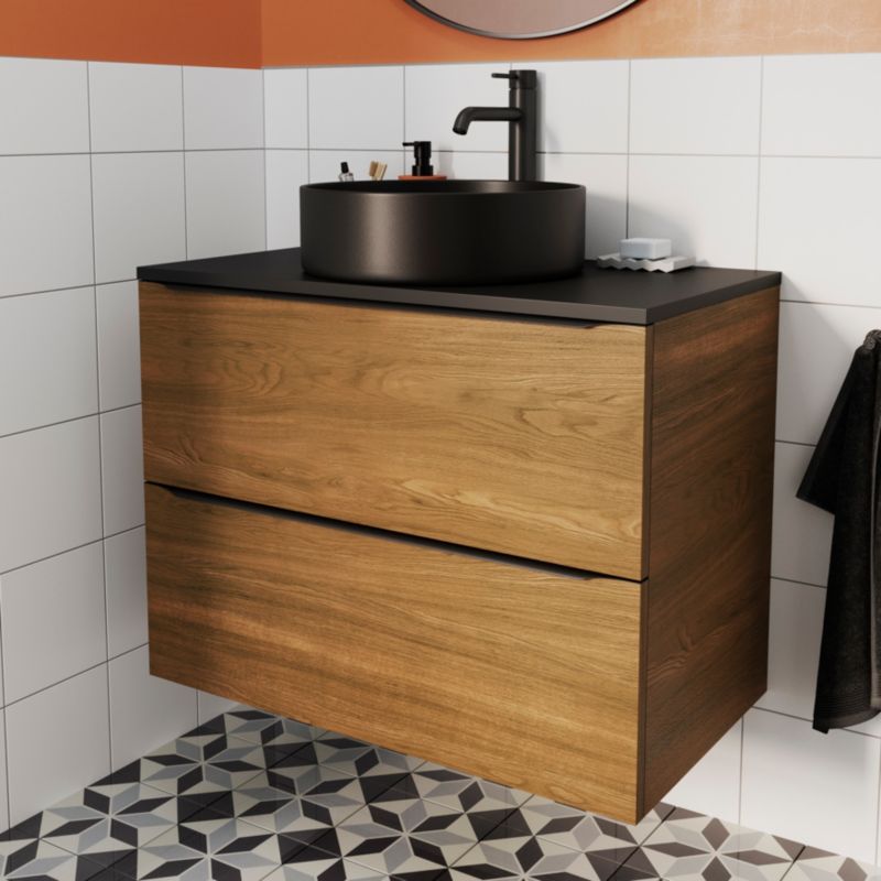 Szafka pod umywalkę GoodHome Imandra wisząca 80 cm orzech