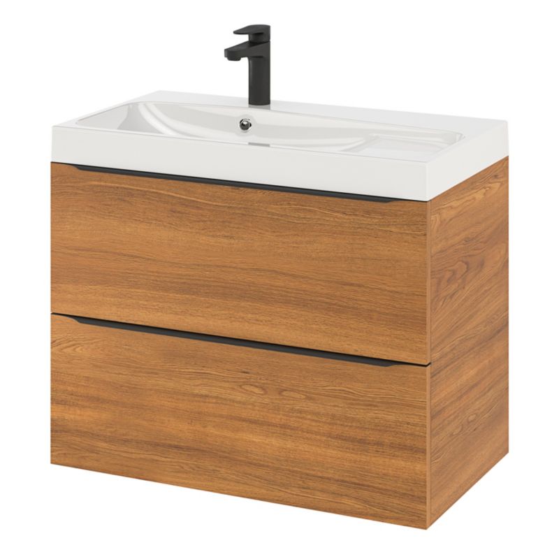 Szafka pod umywalkę GoodHome Imandra wisząca 80 cm orzech