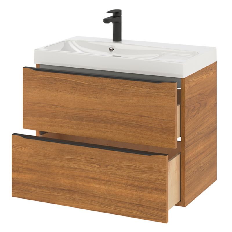 Szafka pod umywalkę GoodHome Imandra wisząca 80 cm orzech
