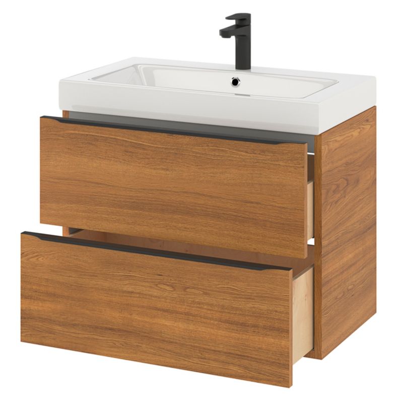 Szafka pod umywalkę GoodHome Imandra wisząca 80 cm orzech