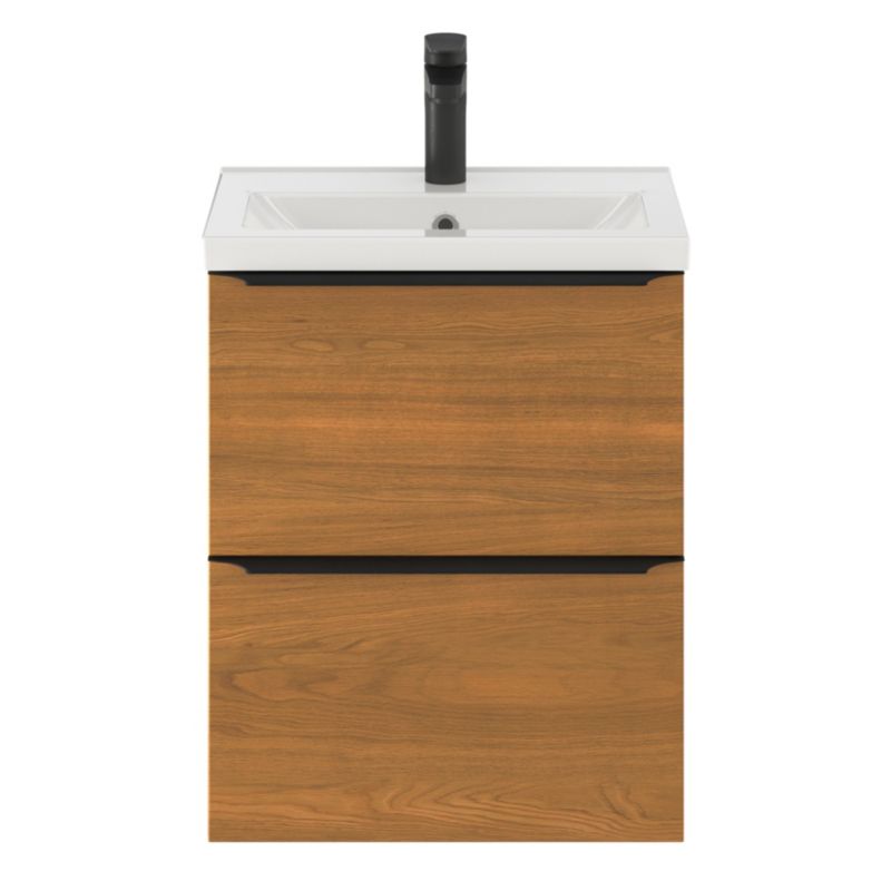Szafka pod umywalkę Goodhome Imandra wisząca Slim 50 cm orzech