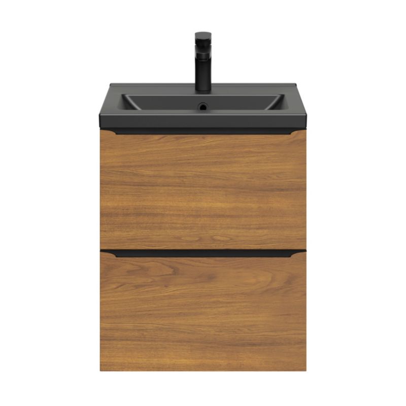 Szafka pod umywalkę Goodhome Imandra wisząca Slim 50 cm orzech