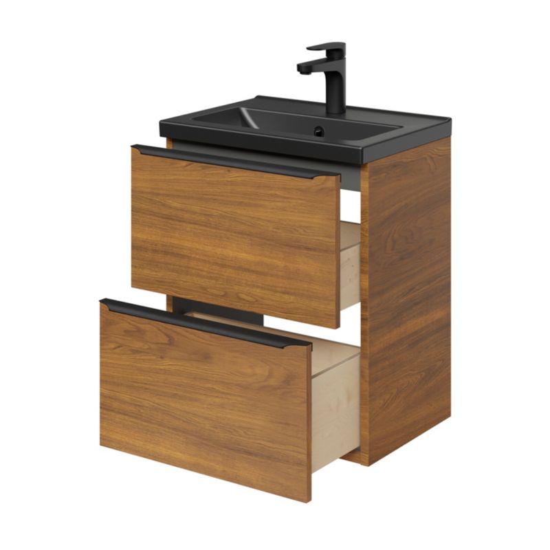 Szafka pod umywalkę Goodhome Imandra wisząca Slim 50 cm orzech