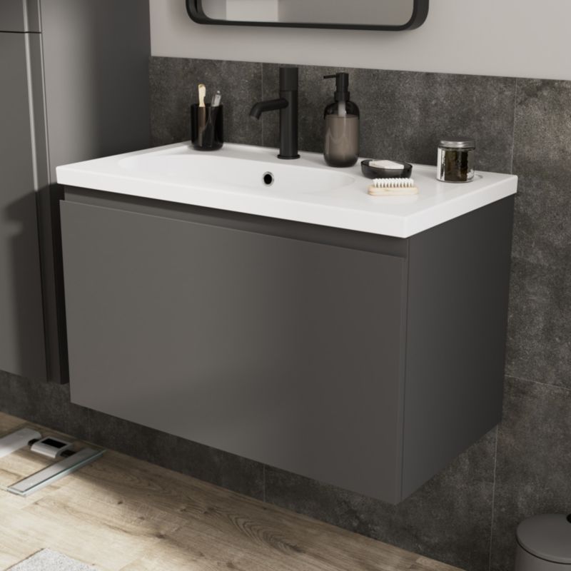 Szafka pod umywalkę GoodHome Levanna 80 cm szara