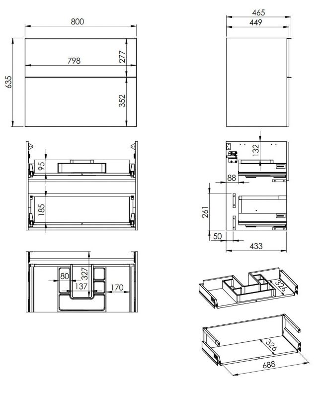 Szafka podumywalkowa Elita Look dąb 80x44,9x63,5 cm soft-close metalowe ...
