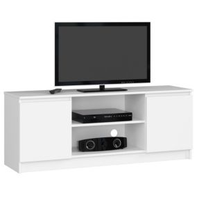 Szafka RTV Akord Biała 140 cm 2 drzwi kolor Biały mat 2 półki 140x40x55 cm 1 szt.