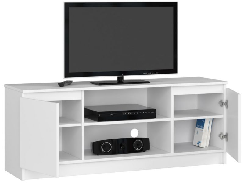 Szafka RTV Akord Biała 140 cm 2 drzwi kolor Biały mat 2 półki 140x40x55 cm 1 szt.