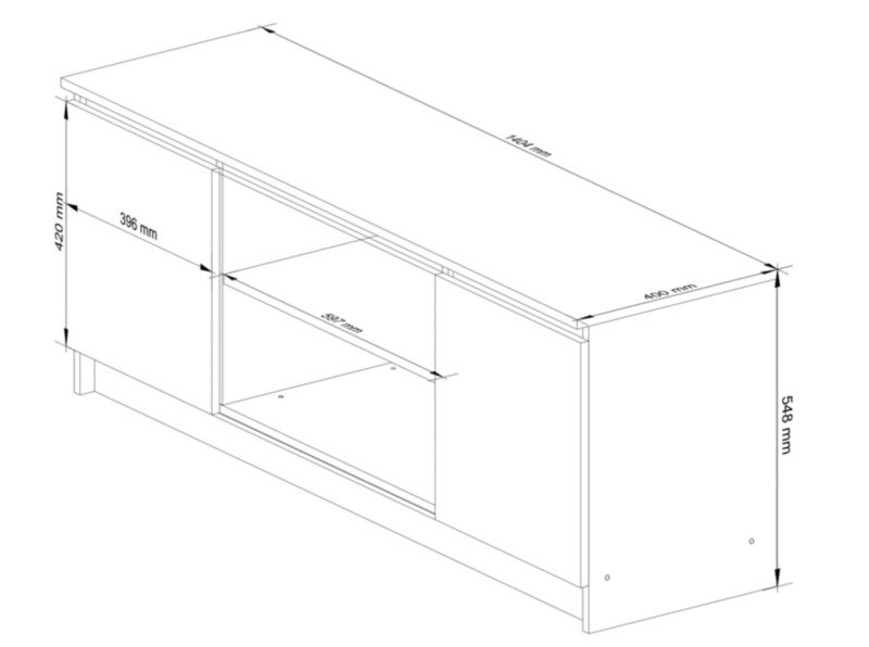 Szafka RTV Akord Biała 140 cm 2 drzwi kolor Biały mat 2 półki 140x40x55 cm 1 szt.