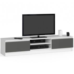 Szafka RTV Akord Biała 160 cm 2 drzwi kolor Grafit Szary mat 2 półki 160x40x33 cm 1 szt.