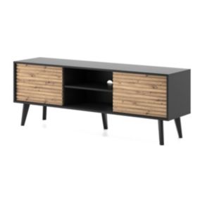 Szafka rtv dwudrzwiowa z półkami Bettso Willow 154 cm czarny dąb artisan 1szt.