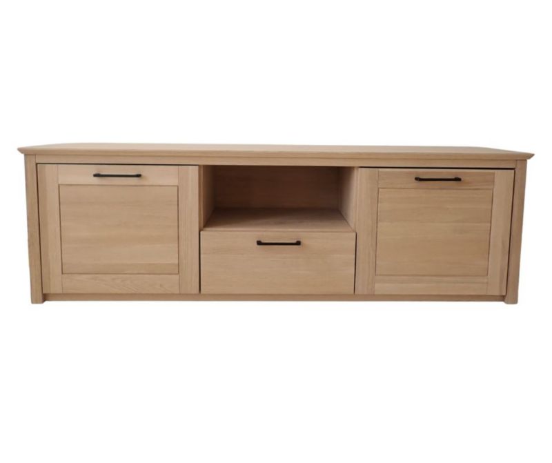 Szafka RTV ICFWood jasny dąb lity 2 drzwi 1 półka 1 szuflada 168,3 x 52 x 42,5 cm 1 szt.