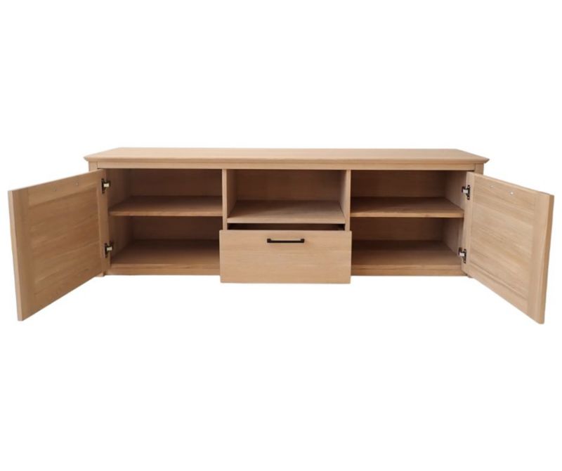 Szafka RTV ICFWood jasny dąb lity 2 drzwi 1 półka 1 szuflada 168,3 x 52 x 42,5 cm 1 szt.