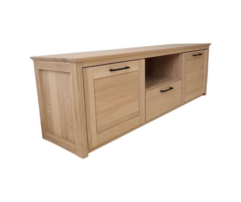 Szafka RTV ICFWood jasny dąb lity 2 drzwi 1 półka 1 szuflada 168,3 x 52 x 42,5 cm 1 szt.