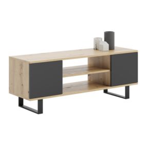 Szafka RTV Kobi Focus 135 cm - loft Dąb artisan czarny 1 szt.