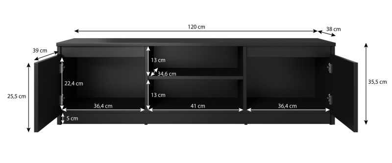 Szafka RTV MINIO go for it  DIDI 120 cm czarny 1 szt.