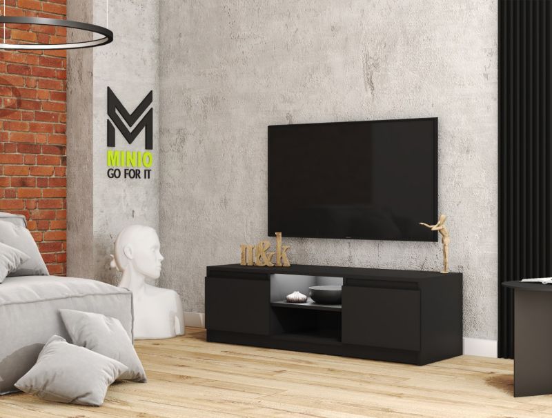 Szafka RTV MINIO go for it  DIDI 120 cm czarny z oświetleniem LED,1 szt.