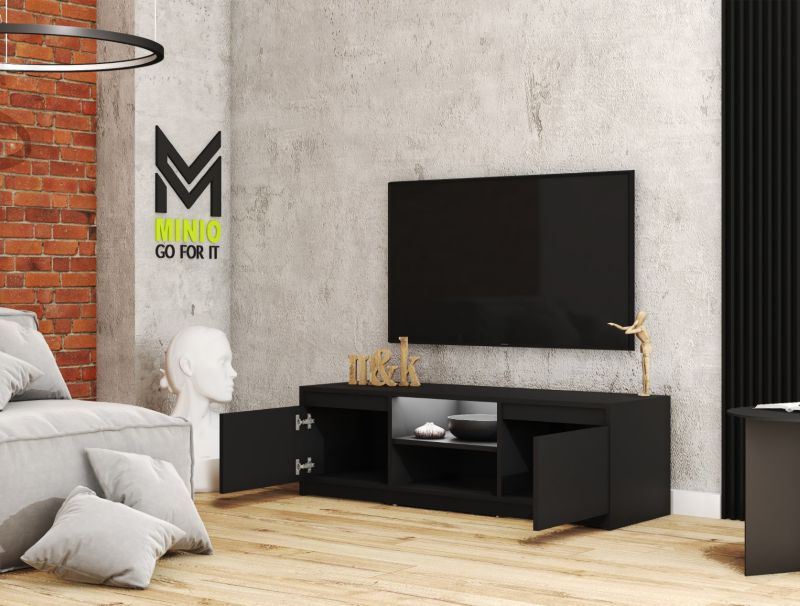 Szafka RTV MINIO go for it  DIDI 120 cm czarny z oświetleniem LED,1 szt.