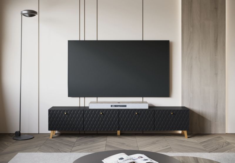 Szafka RTV MINIO go for it LOKET 190 cm czarny/czarny MDF wzór M10 ,1 szt.