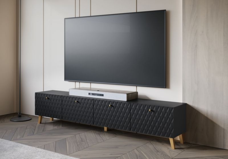 Szafka RTV MINIO go for it LOKET 190 cm czarny/czarny MDF wzór M10 ,1 szt.