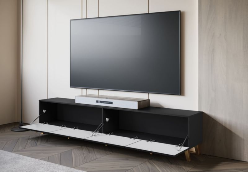 Szafka RTV MINIO go for it LOKET 190 cm czarny/czarny MDF wzór M10 ,1 szt.