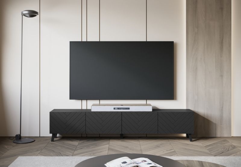 Szafka RTV MINIO go for it LOKET 190 cm czarny grafit/czarny MDF wzór M3, 1 szt.