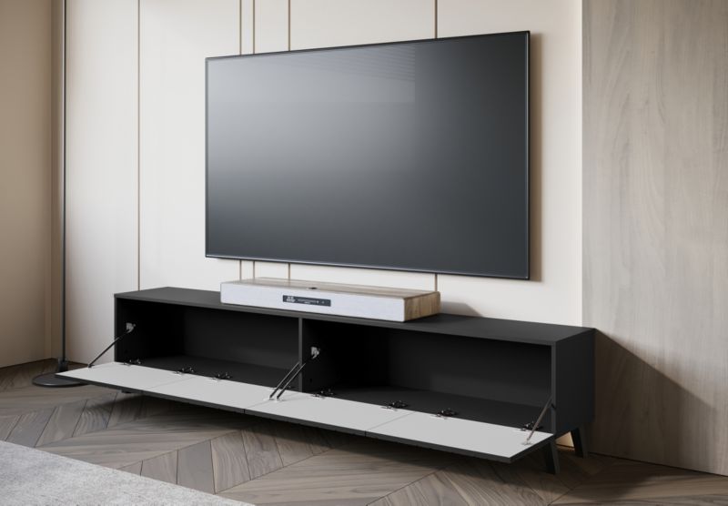 Szafka RTV MINIO go for it LOKET 190 cm czarny grafit/czarny MDF wzór M3, 1 szt.