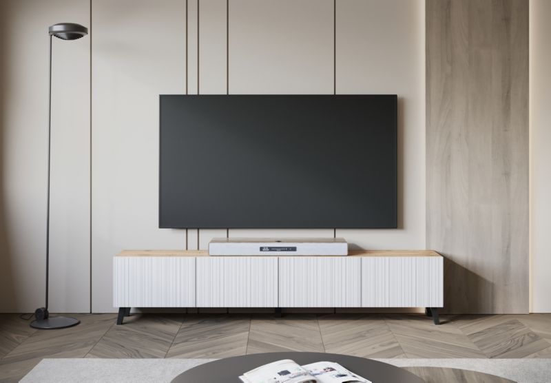 Szafka RTV MINIO go for it LOKET 190 cm dąb artisan/biały MDF wzór M11 ,1 szt.
