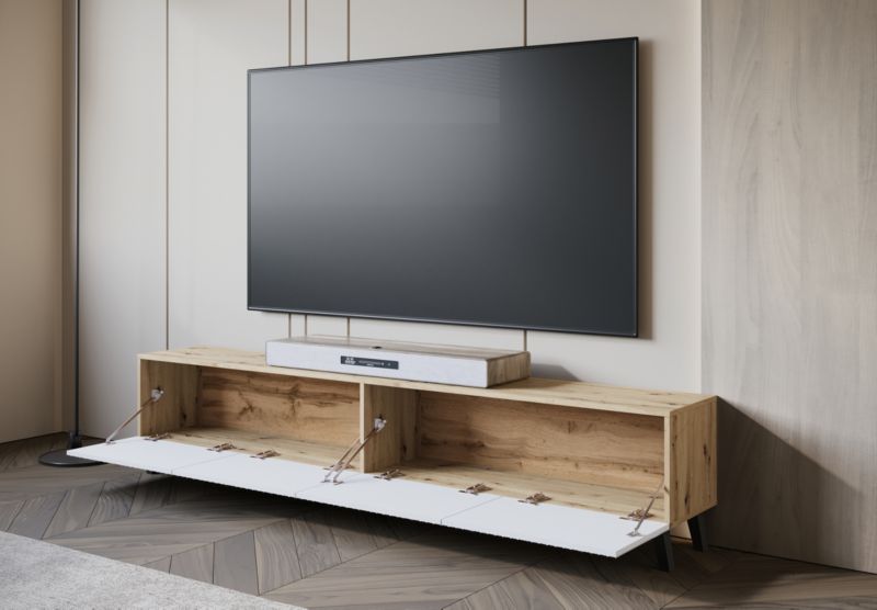 Szafka RTV MINIO go for it LOKET 190 cm dąb artisan/biały MDF wzór M11 ,1 szt.