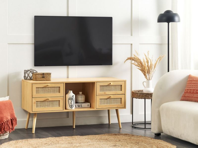 Szafka RTV Perote Rattan Jasne drewno 1 szt.