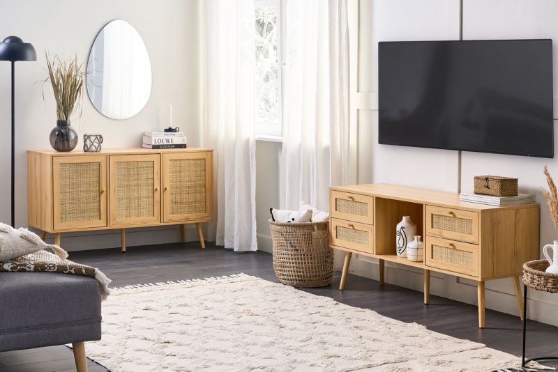 Szafka RTV Perote Rattan Jasne drewno 1 szt.