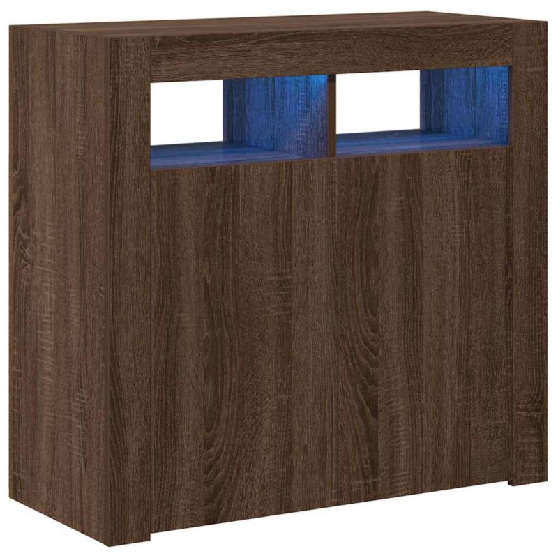Szafka vidaXL z oświetleniem LED brązowy dąb 80 x 35 x 75 cm 1 szt.