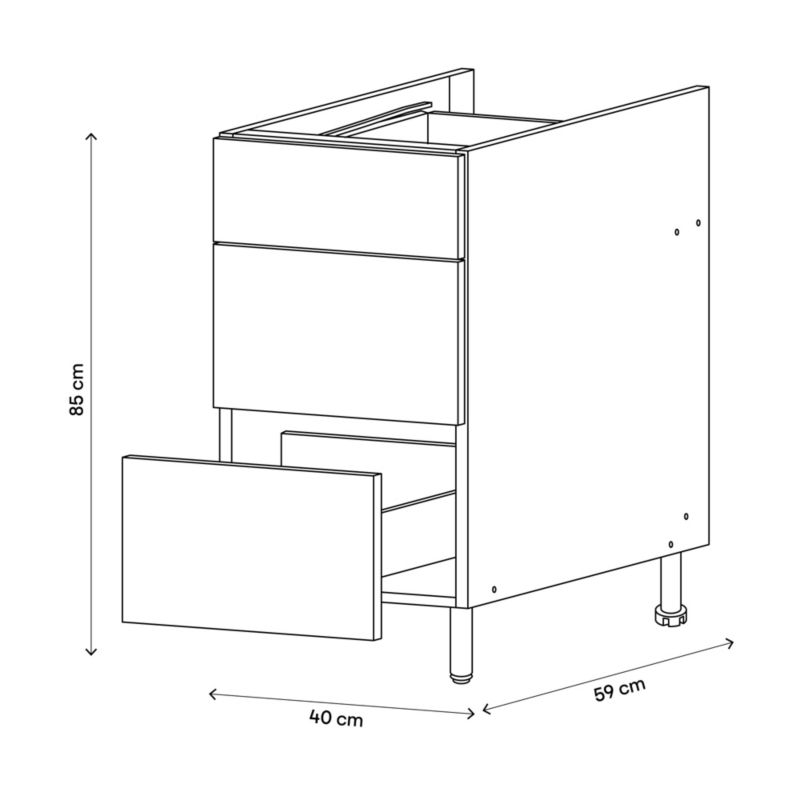 Szafka z 3 szufladami Pragma 40 cm biała