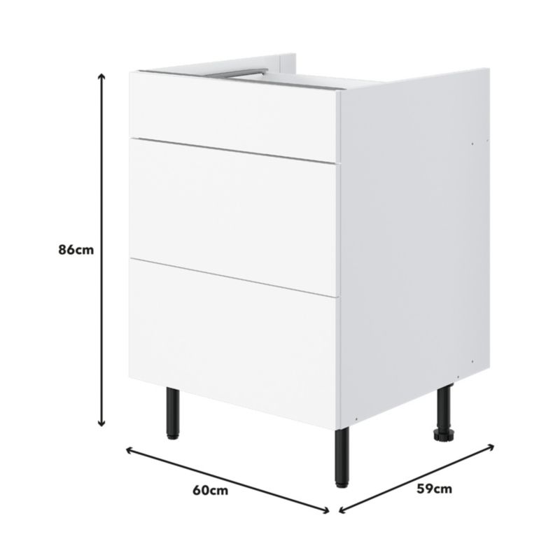 Szafka z 3 szufladami Pragma 60 cm biała