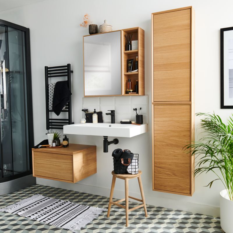 Szafka z lustrem GoodHome Avela 50 cm drewno